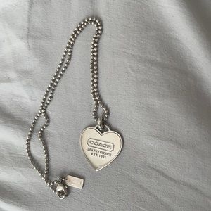 Silver Coach Heart Pendant Necklace
